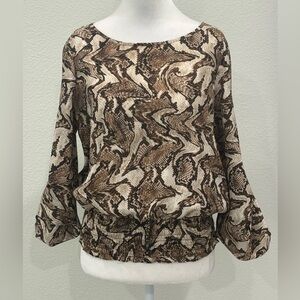Michael Kors Brown Snake Print Blouse Size P/M